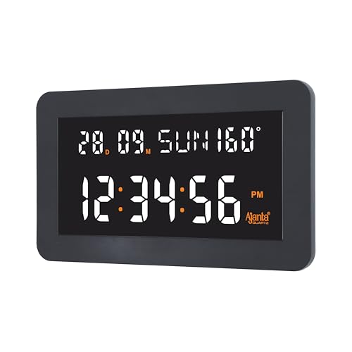 Image of Ajanta Digital Wall Clock DC-157 White | Large 14 Inch Backlit Display | Modern Clock with Temperature, 12 /24 Hour Mode | Wall Mount