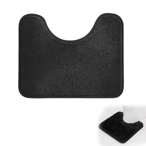 Qnvyw Wc Vorleger mit Ausschnitt U-Typ wasserbare Toiletten-Teppich mit Holz-Bad-Matte Wc Teppich Sich Harmonisch in Jede Badezimmereinrichtung EIN (50 x 40 cm)