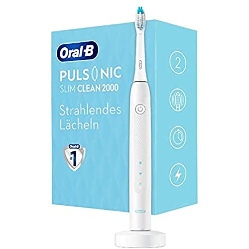 Oral-B Pulsonic Slim Clean 2000 Elektrische Schallzahnbürste/Electric Toothbrush 2 Putzmodi für Zahnpflege und gesundes Zahnfleisch mit Timer Geschenk Mann/Frau Designed by Braun weiß