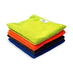 Gizga Essentials Microfiber Cloth, 240 GSM, Highly Absorbent Multipurpose Cloth for Laptop, Mobile Screen Cleaning, Automotive Microfibre Towels for Car Bike Cleaning Polishing, Kitchen Cloth, 4 units