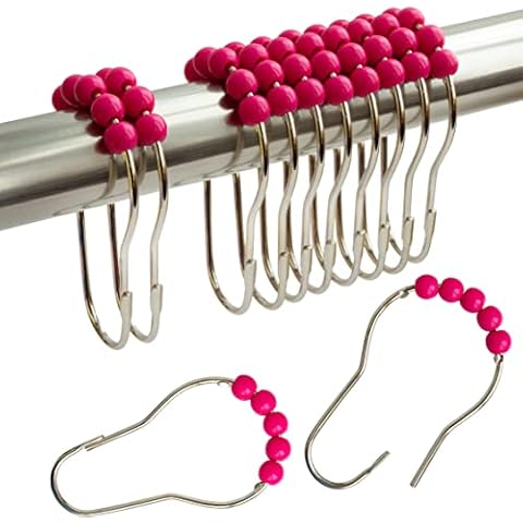 Decorative Acrylic Shower Curtain Hooks with Roller Balls Cover