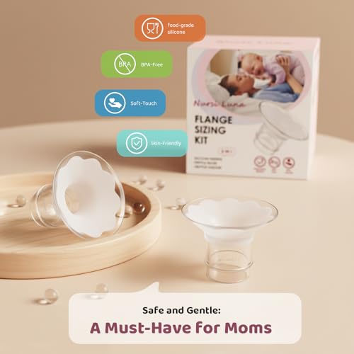 Image of Nursi Luna Flange Inserts 10PCS 13 /15 /17 /19 /21mm for 24mm Flanges /Shield of Most Pumps, Flange Sizing Kit Silicone Flanges Insert, Breastfeeding Essentials Kit for New Moms