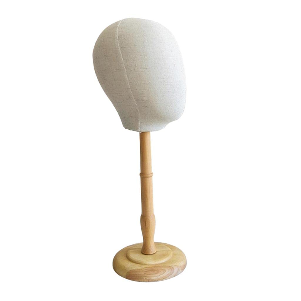 Generic Testa Manichino con Supporto Modello Testa Parrucca Porta Gioielli Porta Cappelli Espositore Occhiali in Tela Su Base Legno Adatto per Esposizione Neg, Legno alto