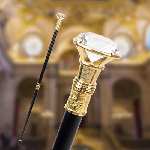 Bastón de caminata con cabeza de diamante de 36 pulgadas, elegante bastón para ancianos, bastón de proxeneta para hombres y mujeres, accesorio de disfraz