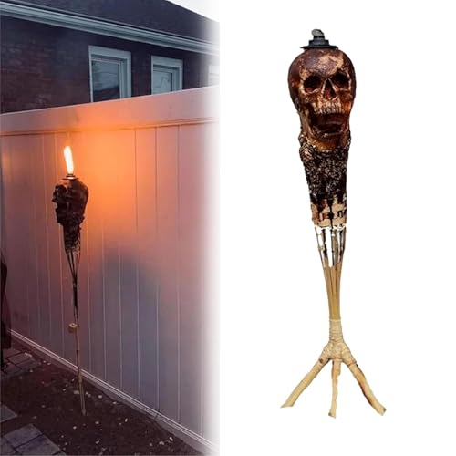Handgefertigte Totenkopf-Fackel, wetterbeständige...