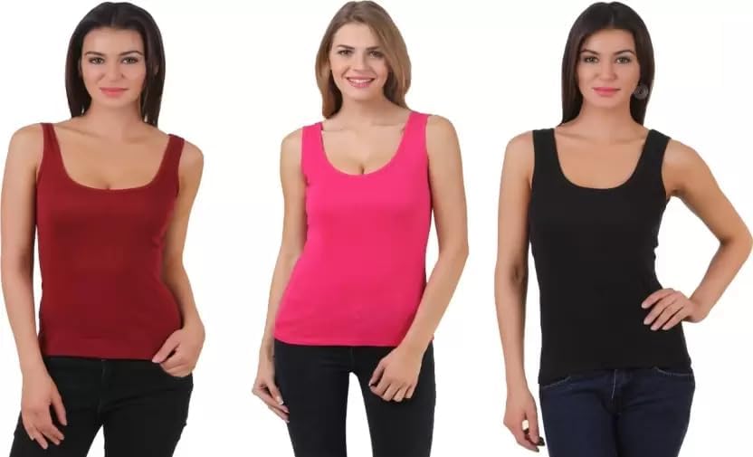 Women's Basic Sleeveless Tank Top Soft Cotton Blend, Scoop Neck Fitted Cami for Casual, Layering & Active Wear