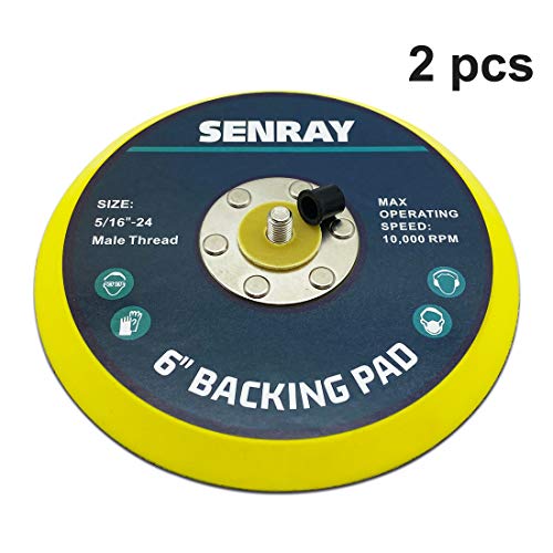 Senray 6 Inch Dual-Action Hook & Loop Molded Urethane Flexible Backing Plate For Random Orbital Sander Car Polisher - 2 Pcs Set #TOP2