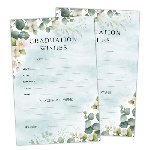 rizotus 20 Graduation Party Wishes and Advice Cards, Greenery Floral Grad Party Announcement Graduation Wish Card, Grad Celebration Party Activity Favor Supplies -b05