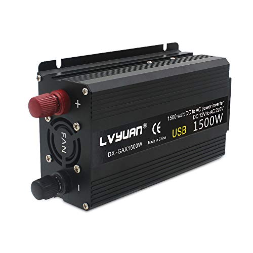 Cantonape 750W/1500W Inversor de Corriente 12v 220v con Puerto USB con AC Tomas y Encendedor Convertidor para Automóviles
