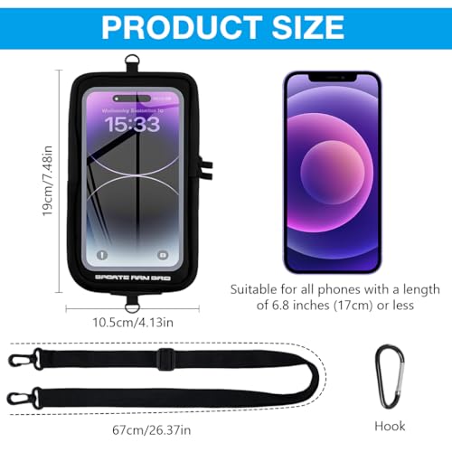 Image of Proberos Armband for Mobile Phones with Detachable Strap & Carabiner, Waterproof Phone Holder for iPhone 18, 17, 16, Large Capacity Arm Band with Card Holder for Within 6.8in 's Mobile