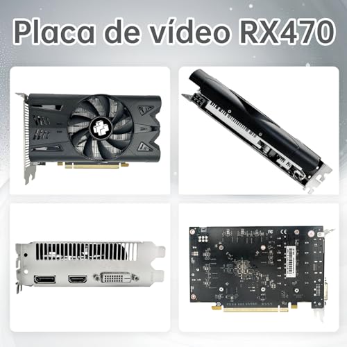 MOUGOL Placa de Vídeo AMD Radeon RX470 4GB GDDR5 256 bits, placa de vídeo para jogos de PC com porta