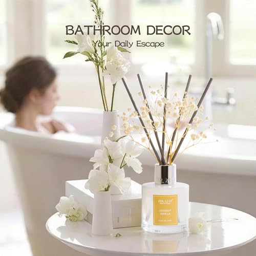 Image of Airkeep Reed Diffuser Set,3.38 fl oz (100 ml) - Coconut Vanilla Oil Diffusers with 8 Reed Sticks, Home Fragrance Reed Diffuser for Bathroom Shelf Decor