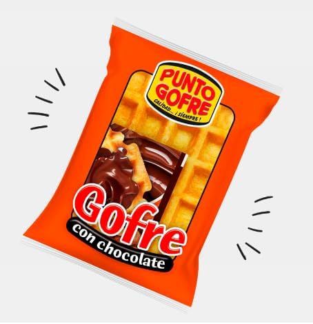 Gofres con Chocolate + Caja 10 Unidades + Gourment - Ideales para Desayuno - Gofres Punto Gofre con Sobre de Chocolate -