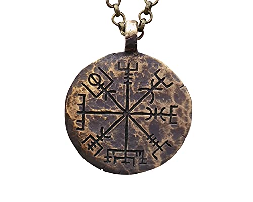 Baldur Jewelry - Handmade Vegvisir Compass Necklace Guiding Pendant Necklace Norse Jewelry Amulet For Men Viking Jewelry Gift - Viking Gifts For Men - Viking Jewelry For Men - Viking Necklace #TOP4