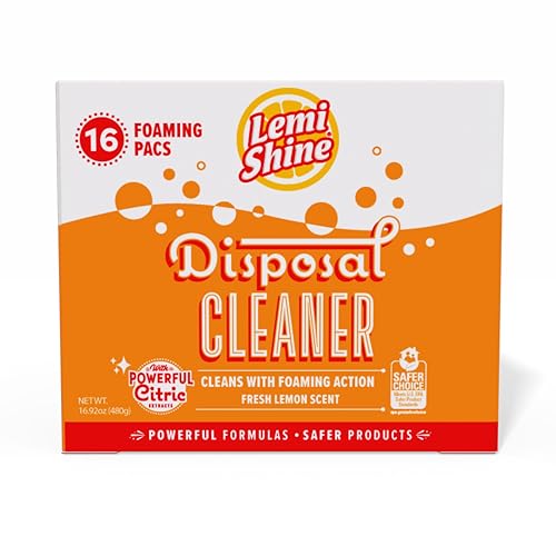 Image of Lemi Shine Foaming Garbage Disposal Cleaner and Deodorizer - Citric Acid Cleaning Powder - Fresh Lemon Scent - 16.92 oz (16 Pack)