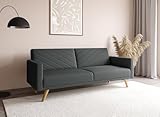 Tissu DecoInParis Canapé 3 Places Convertible scandinave en Tissu Gris foncé Balder