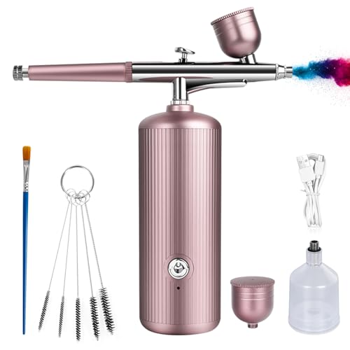 Airbrush-Kit mit Kompressor - Wiederaufladbares, Tragbares, Verstopfungsfreies Hochdruck-Airbrush-Set mit Düse und Reinigungsbürsten-Set für Nail Art, Makeup, Friseur, Tortendekoration
