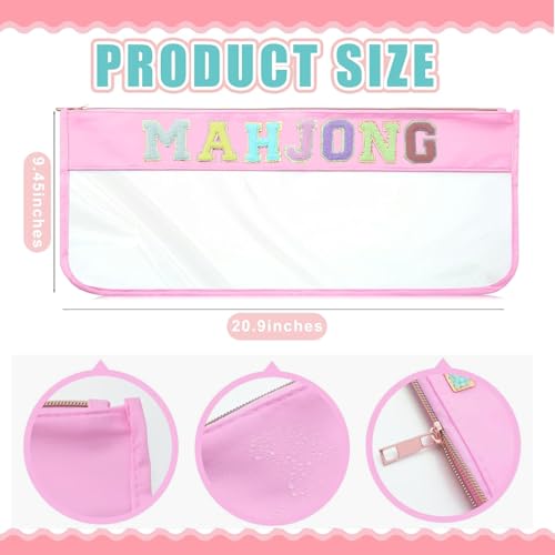 Bolsa vacía para fichas Mahjong, transparente PVC, rosa miniatura 2