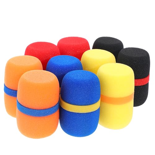 10 Pack Colorful Foam Mic Cover Handheld Microphone Windscreen for Mic Noise Reduction, Sponge Foam Cover