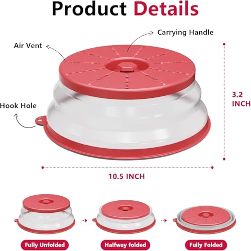 Image of ML-24-991 Microwave Splatter Cover Vented for Food with Hook Hole, Splatter Guard & Colander Kitchen Gadget for Food, Meal Prep