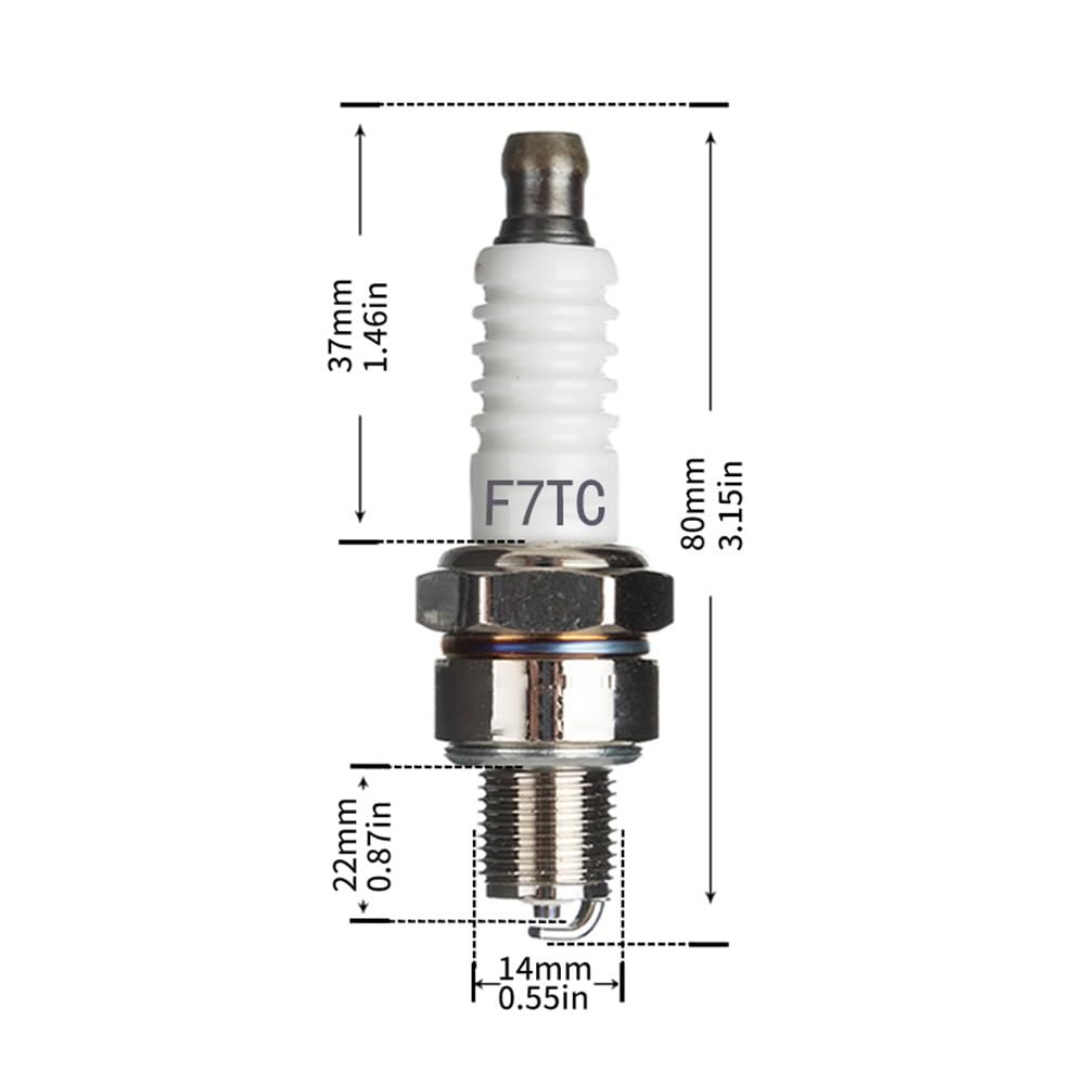 Bujías F7TC aptas for Motores de 4 Tiempos, Piezas for cortacésped, Accesorios de jardín(F7TC 10pcs)