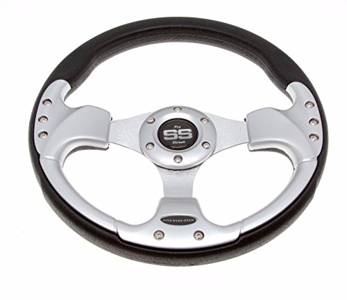 Club Car Precedent Steering Wheel with Hub Adapter - Black and Silver 2004+