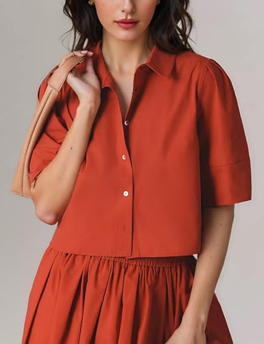 Wanzetaly Womens 2 Piece Outfits Summer Skirt Set Button Short Sleeve Tops and Maxi Skirt Dress Sets with Pockets2