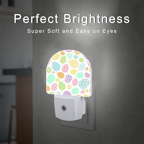 Image of Easter Eggs and Flowers Night Light for Kids,Colorful Easter Eggs Daisies Plug in Night Light with Dusk to Dawn Sensor, 0.5w Energy Saving Nightlight for Hallway Stairway Kitchen Bedroom