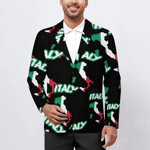 Italy Map Italian Flag Mens Blazer Casual Two Button Lapel Suits Jacket Lightweight Business Coats2
