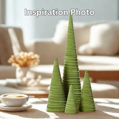 Image of Your Heart's Content Fern Velvet Trees Set of 4, Woodland Nursery Decor, Modern Valentine Decor, Winter Green Mantel Accent, Handcrafted Holiday Entryway, Made in USA (Fern)