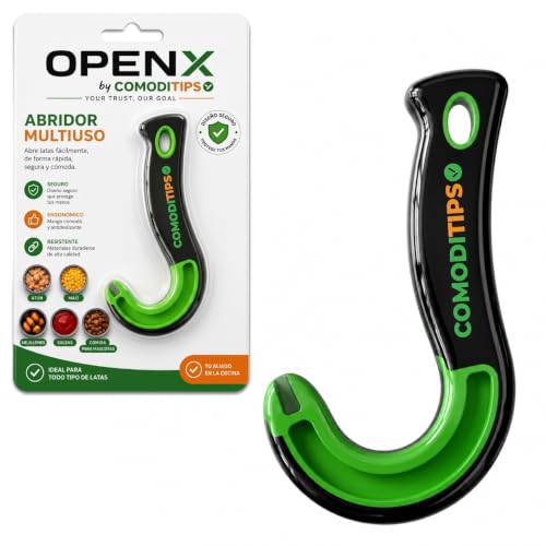 OpenX Abrelatas Manual Sin Esfuerzo, Abridor De Latas Con Anilla, Gadget De Cocina Ergonómico, Protege Uñas Y Dedos, Fácil De Usar, Ideal Para Mayores, Hogar Y Camping