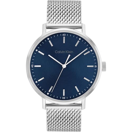 Calvin Klein Reloj Analógico de Cuarzo para Hombre Colección Modern Mesh con Pulsera de Cuero o Acero Inoxidable en Enlace o M