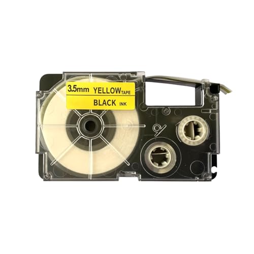 Image of LIVYU LIFE 3.5mm Label Printer Tape Compatible Label Tape Replacement for Casio KL-120, KL-60, KL-820, KL-7400, KL-G2, KL-HD1 Ez Label Maker, (Black Ink on Yellow Tape -3.5mm x 8m-1 Pcs)