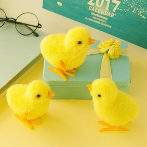 Image of Bunny and Jumping Chick Wind Up Toys Novelty Chicken Hopping Windup Toy for Kids Toddlers Adult Easter Egg Hunt Basket Stocking Stuffers Party Gifts [AssortedColor] (4 PIC-Jumping Chicken-Yellow)