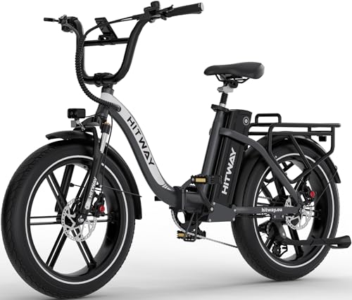 HITWAY E Bike mit 48V 18Ah Akku,Elektrofahrrad,Faltbares All-Terrain E-Bike mit 20 Zoll Fat Reifen,klapprad e-Bike 250W Motor 25 km/h 7-Gang Schaltung und 3-stufiger E-Schaltung 60-140 km BK6SPRO