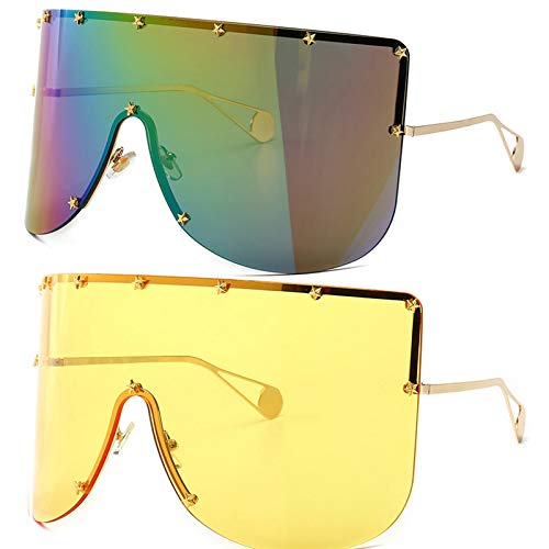 mincl/ Vintage Retro Shield Visor Sunglasses Women 2019 Oversized Windproof Glasses One Peice Big Frame Goggles Sun Glasses