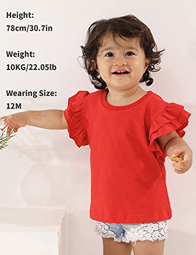 A&J DESIGN Baby & Toddler Girl Ruffle Heavyweight T-Shirts 12M-4T2