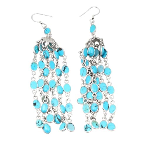 Boucles d'oreilles turquoise fait main en argent 925 le cadeau d'anniversaire idéal