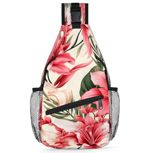 Sling bag unisex flores tropicales para viaje y senderismo