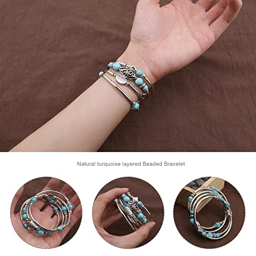 Micro Traders Layered Bohemian Bracelets Turquoise Beaded Chakra Green #TOP4