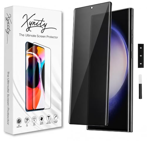 Image of Xynity Ultra Privacy Curved UV Tempered Glass Screen Protector for Samsung Galaxy S23 Ultra : Full Screen Coverage with Easy Installation Kit (Scratch Resistant)