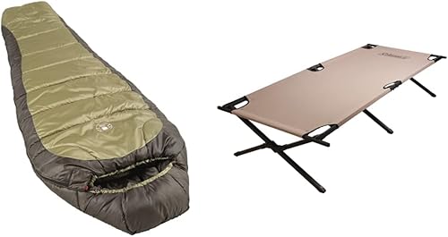 Coleman Saco de dormir para mamá de 0 F para adultos grandes y altos Saco de dormir para clima frío y 765353 Trailhead II estilo militar