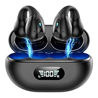 ワイヤレスイヤホンBluetoothイヤホンスポーツ型ワイヤレスイヤホンイヤホンワイヤレス充電デュアルLED電源ディスプレイ対応防水Bluetoothオープン耳栓自転車、ランニングトレーニング（黒）に適している (029)