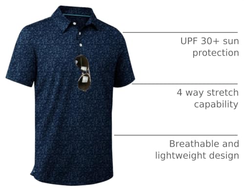 Image of ZITY Men's Golf Shirts Short Sleeve Print Patterns Casual Collared Polo