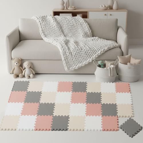 LittleTom 36 Piezas Alfombra Bebé desde el Primer Mes   30x30 cm Colchoneta de Espuma EVA Acolchada   Superficie Puzzle Antideslizante para Niños Pequeños   Suelo Protector para la Habitación Infantil