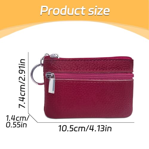 Coin Purse, Leather Zipper Change Purse Slim and Portable Coin Pouch for Daily Use Small Purses for Women(Pink)2