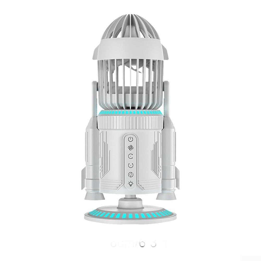 Ventilateur de bureau personnel blanc rotatif et silencieux avec flux d'air puissant 5000 tr/min