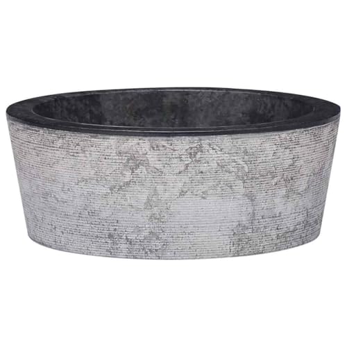 vidaXL Lavabo de Salle d'eau Vasque à Poser de Toilette Lave-Mains de Salle de Bain Lavabo de Salle d'eau Maison Intérieur Noir Ø40x15 cm Marbre
