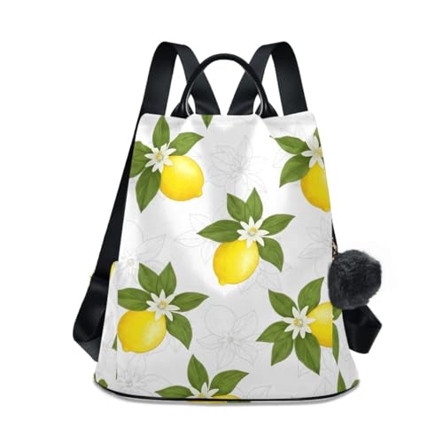 Sac à dos antivol jaune vif avec pompon pour femme moderne