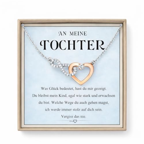 ARICHDUDE An meine Tochter Kette Unendliche Liebe Herz-Halskette Weihnachts Geburtstags und Abschluss Geschenk für Tochter von Mama